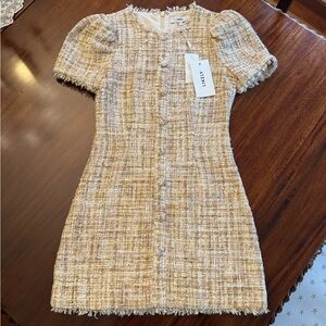 Likely Meredith Cream and Tan Tweed Dress